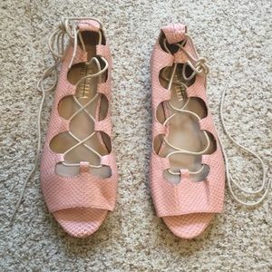 Anthropologie Billy Ella Lace up Sandals Pink Sz 8.5